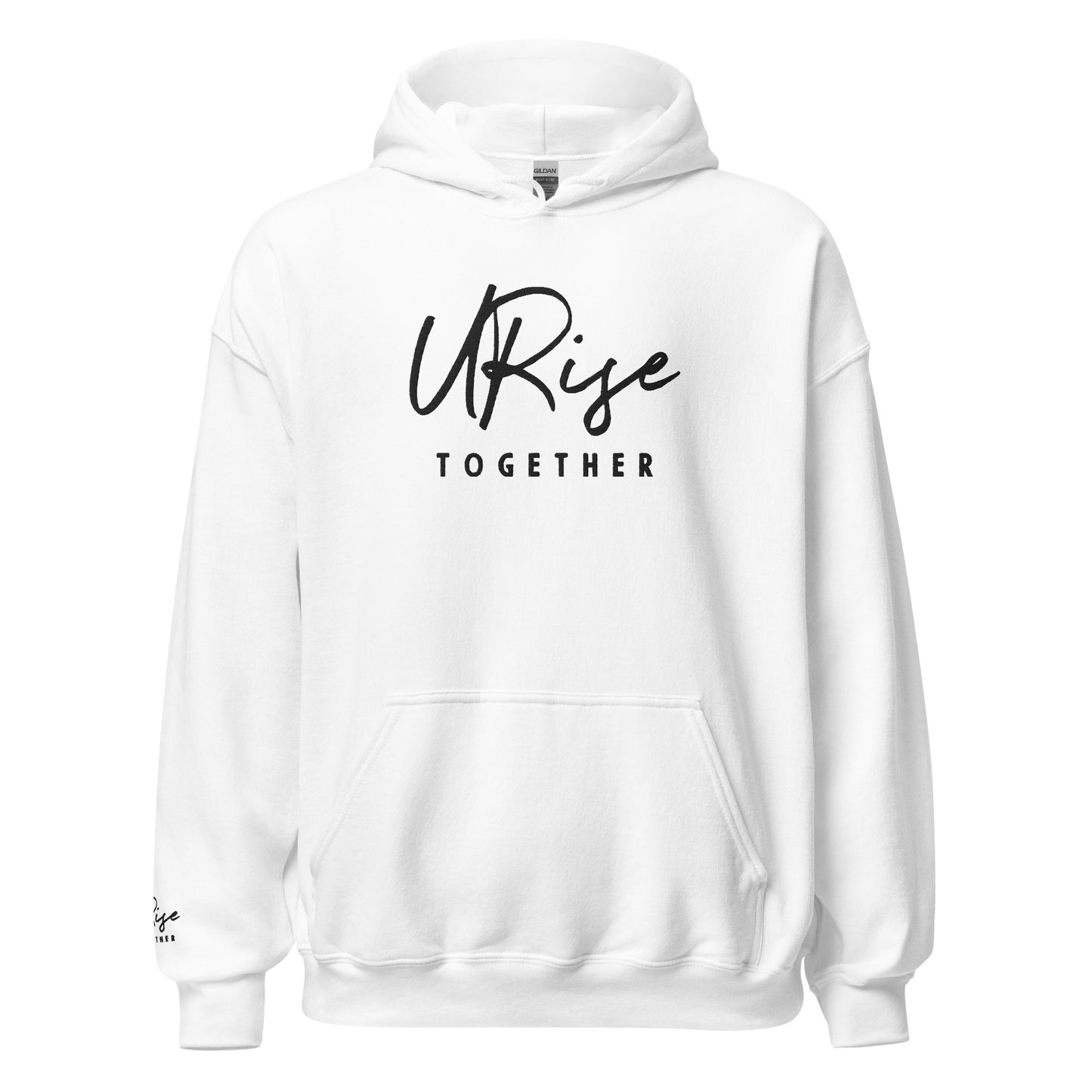 URise Together Logo Unisex Embroidered Hoodie  Cotton- White