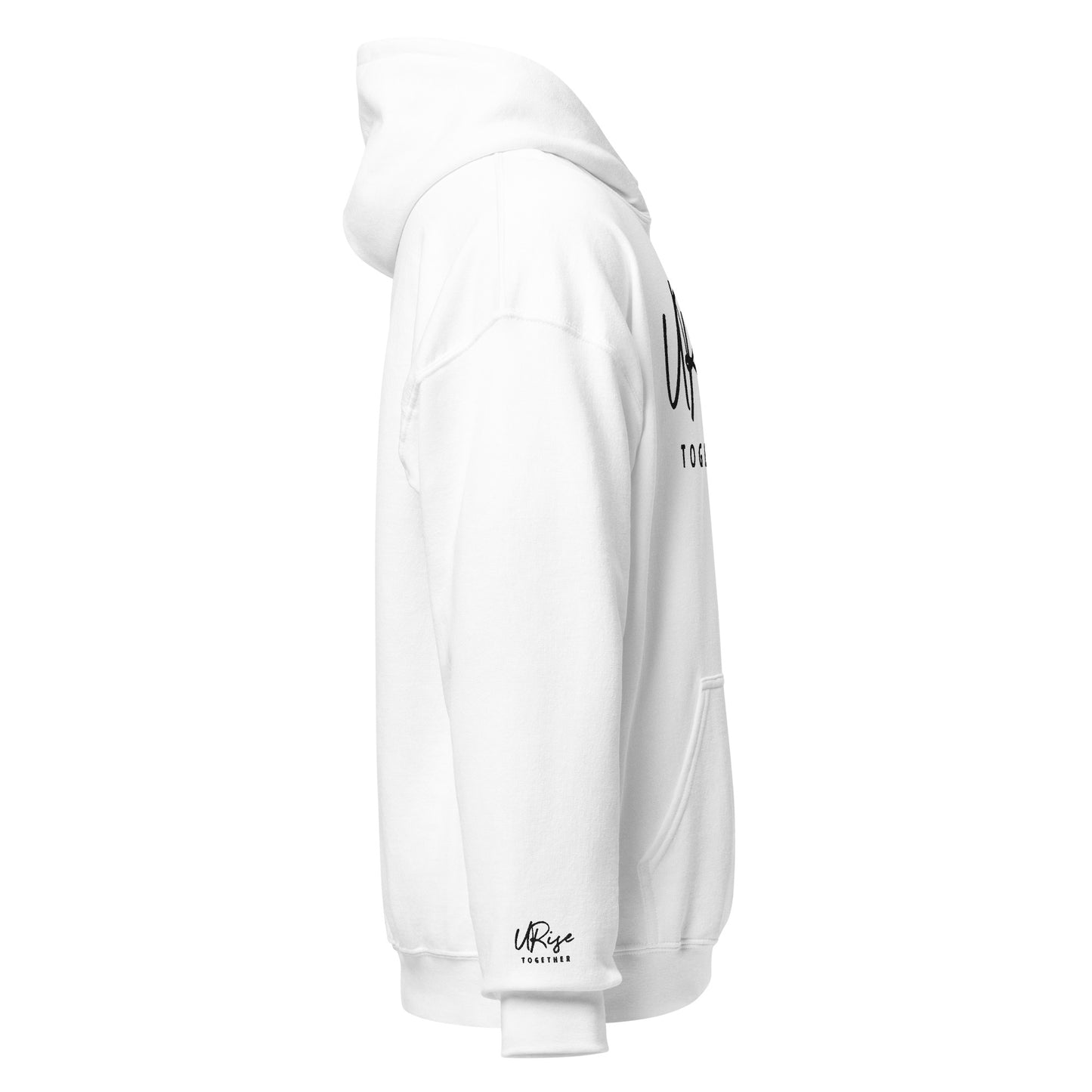 URise Together Logo Unisex Embroidered Hoodie  Cotton- White