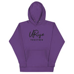 URise Together Unisex Embroidered Purple Cotton Hoodie