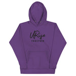 URise Together Unisex Embroidered Purple Cotton Hoodie