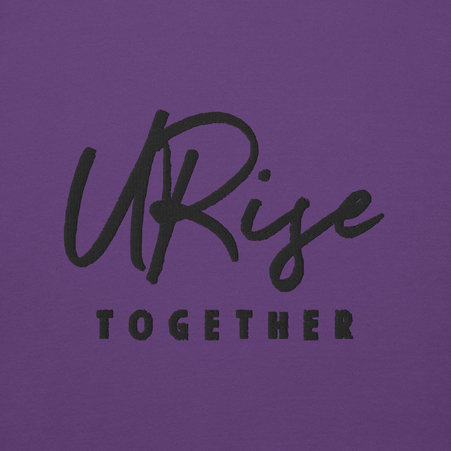 URise Together Unisex Embroidered Purple Cotton Hoodie