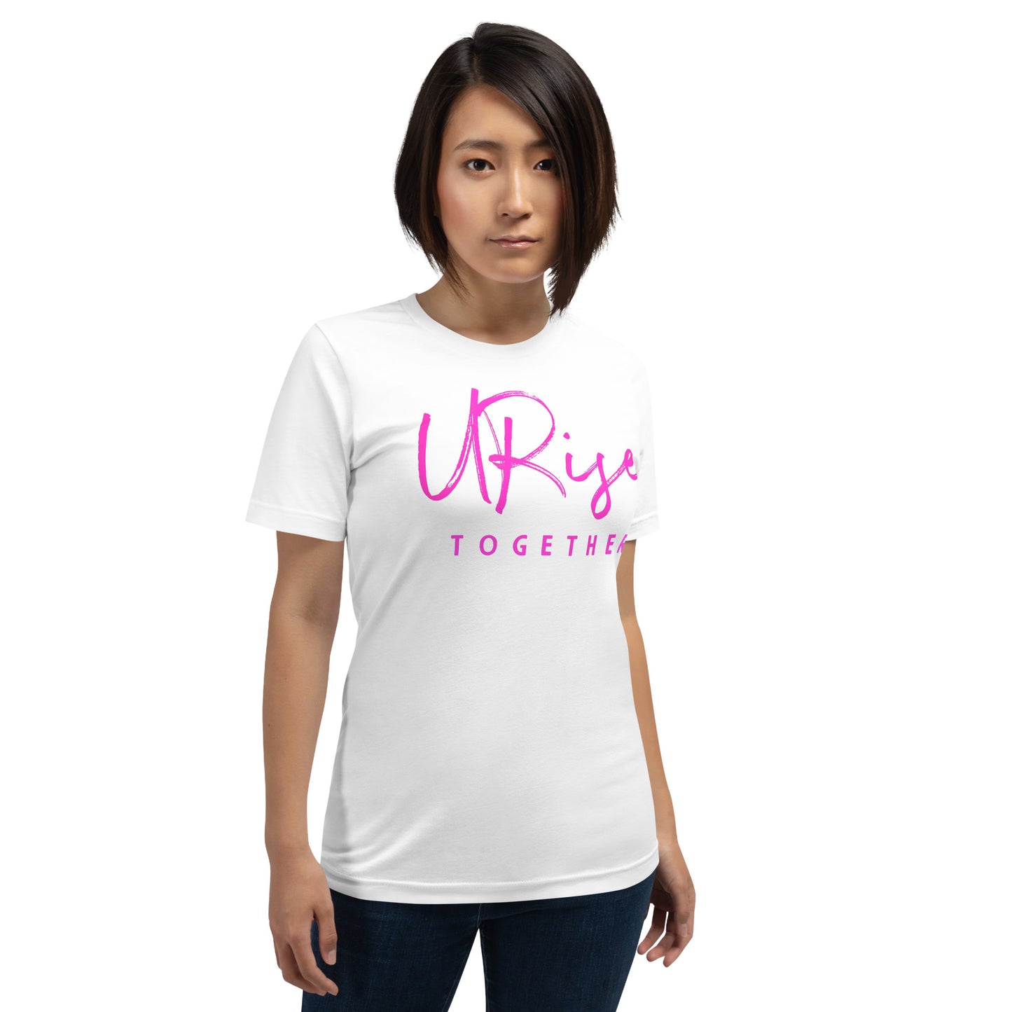 "URise Together" Logo T-shirt - White/ Pink