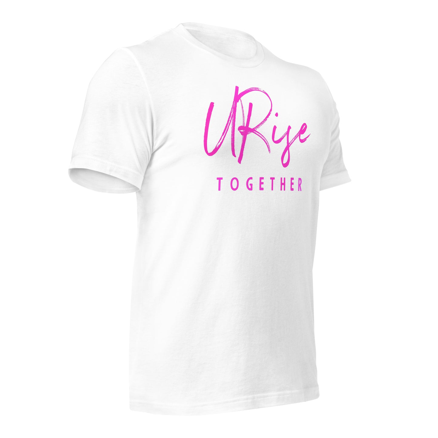 URise Together Logo Unisex Cotton T-shirt - White/ Pink