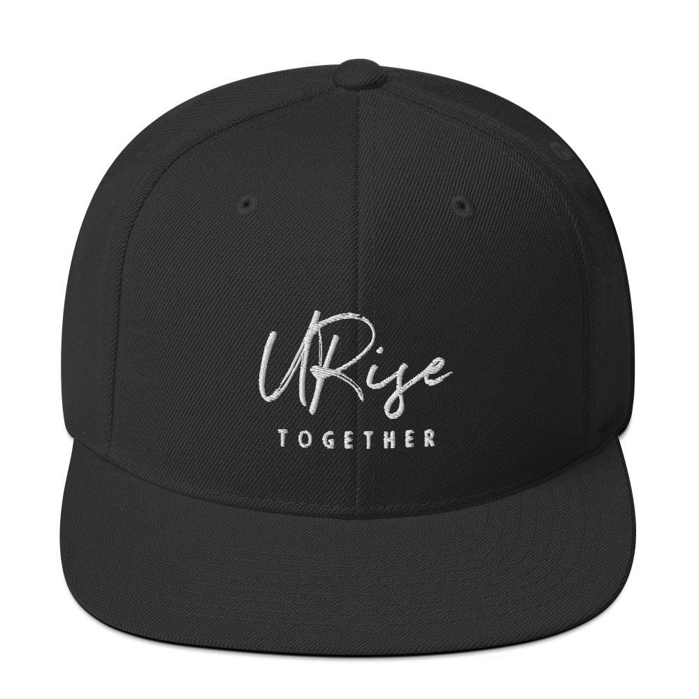 "URise Together" Embroidered Snapback Hat - Black - URiseTogetherApparel