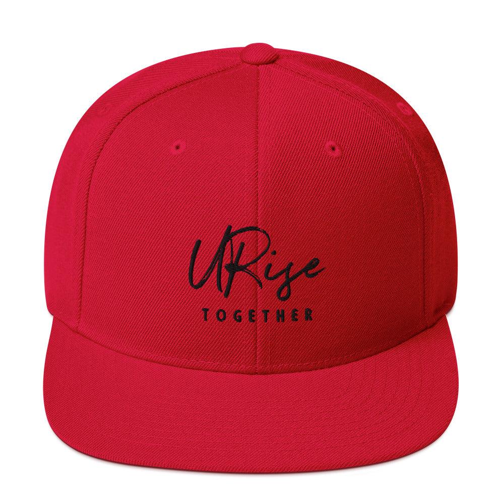 "URise Together" Embroidered Snapback Hat - Red - URiseTogetherApparel