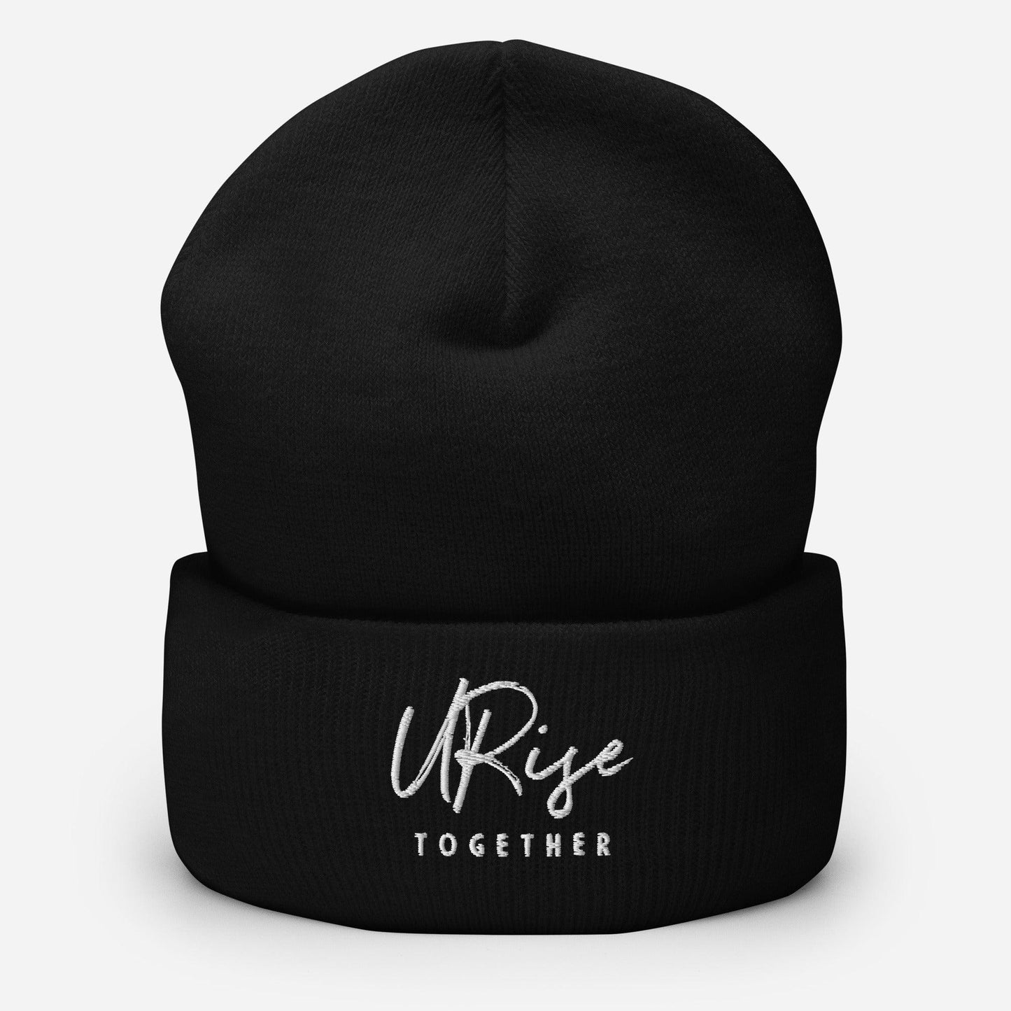 "URise Together" Embroidered Cuffed Beanie - Black - URiseTogetherApparel