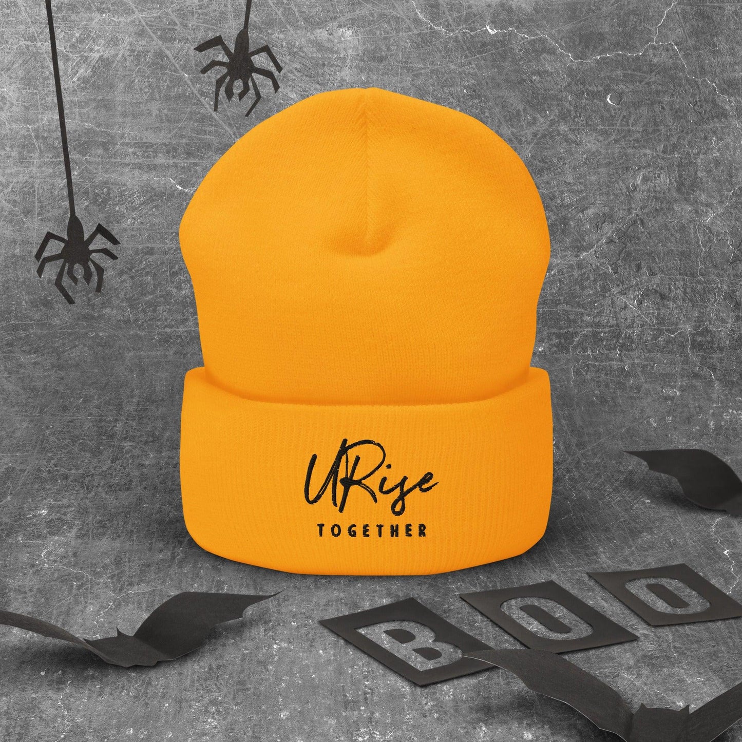 "URise Together" Embroidered Cuffed Beanie - Yellow - URiseTogetherApparel