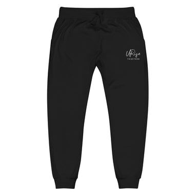 "URise Together" Embroidered fleece sweatpants - Black - URiseTogetherApparel