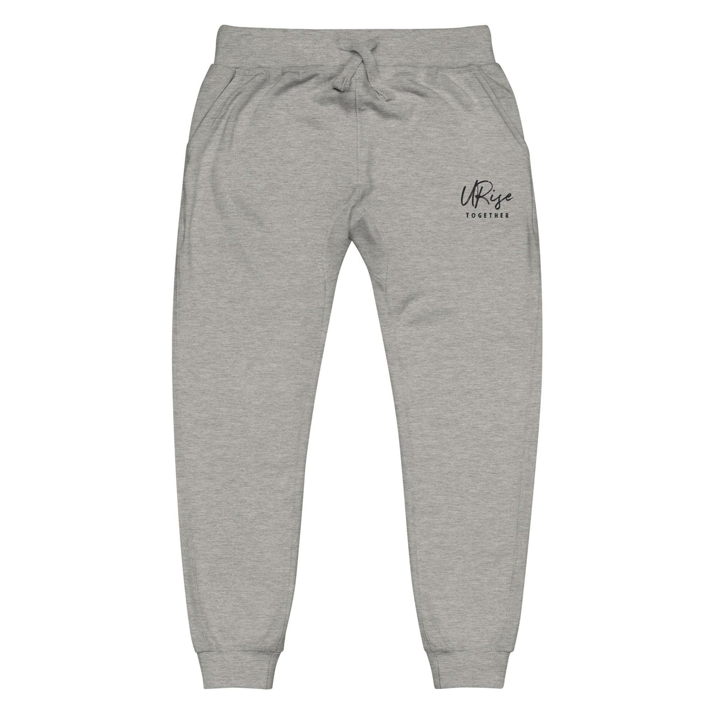 "URise Together" Embroidered fleece sweatpants - Grey - URiseTogetherApparel