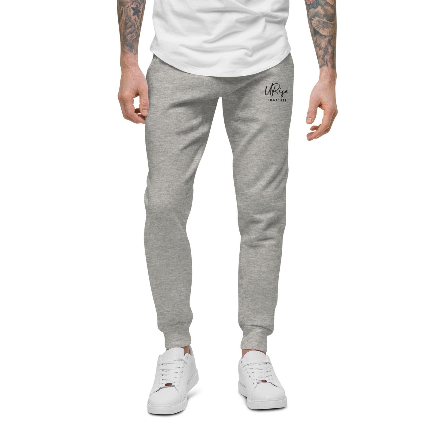 "URise Together" Embroidered fleece sweatpants - Grey - URiseTogetherApparel