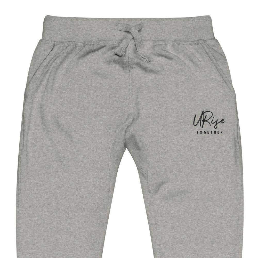 "URise Together" Embroidered fleece sweatpants - Grey - URiseTogetherApparel