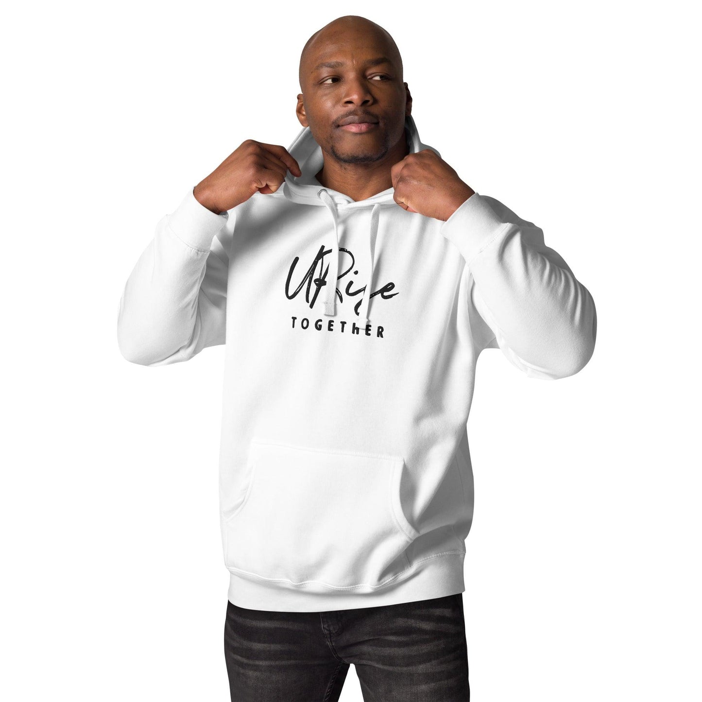 "URise Together" Embroidered logo Hoodie - White - URiseTogetherApparel